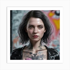 Girl With Tattoos Art Print