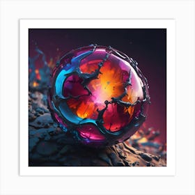 Fractal Sphere glowing glow orb Art Print