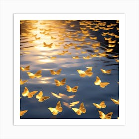 Golden butterflies Art Print