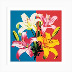 Andy Warhol Style Pop Art Flowers Lily 5 Square Art Print