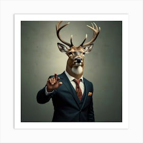 Businessman Dressed As A Deer Art Print