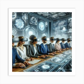 Business People Wearing Virtual Reality Glasses Art Print