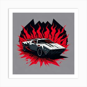 Car Red Artwork Of Graphic Design Flat (105) Art Print