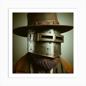 Portrait Of A Man Wearing A Helmet Art Print