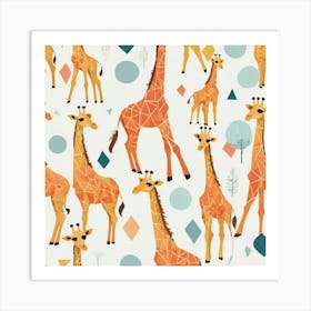 Cute Geometric Giraffe Pattern 2 Art Print 2 Art Print