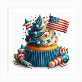 4th Of July Cupcake Art Print