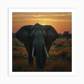 Sunset Elephant 2 Art Print