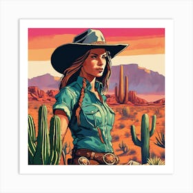 Cowgirl In The Desert 8 Art Print