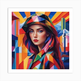 Girl In A Colorful Coat Art Print