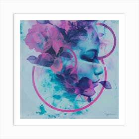 Woman portrait with flowers Art Print