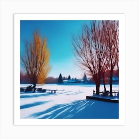 Bright Blue Sky above a Winter Landscape Art Print