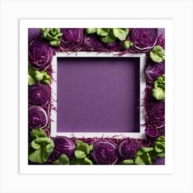 Purple Cabbage Frame On Purple Background 1 Art Print