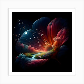 Flower In The Night Sky Art Print