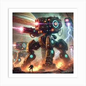 A Sci Fi Depiction Of Titanstorm Walkers, Massive Art Print