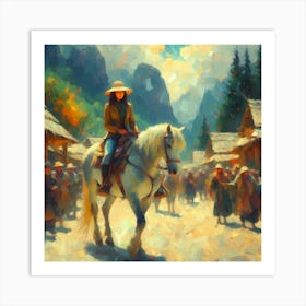 Woman On Horseback Art Print