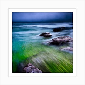 Rocky Shore At Dusk Art Print