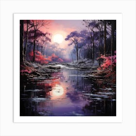 Sunset In The Woods Art Print