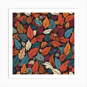Autumn Leaves Seamless Pattern 1 Art Print
