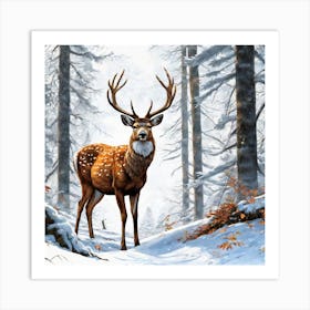 Deer In The Woods 52 Art Print