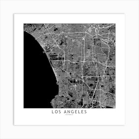 Los Angeles Black And White Map Square Art Print