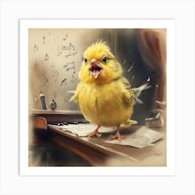 Bird On Piano Art Print