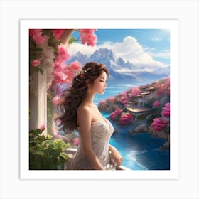 Girl In A White Dress Art Print