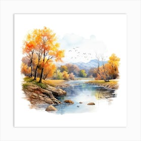 Watercolor Of Autumn Trees 7 Art Print