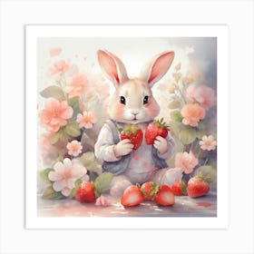 Strawberry Bunny Art Print