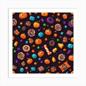 Halloween Candy Seamless Pattern 1 Art Print