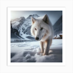 White Wolf In The Snow Art Print