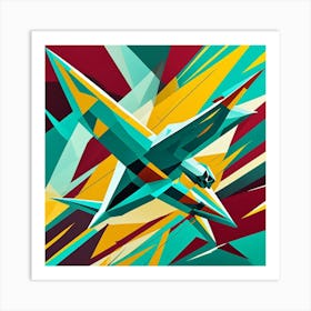 Futuristic Military Plane Fragmented Cubism Style Art Print