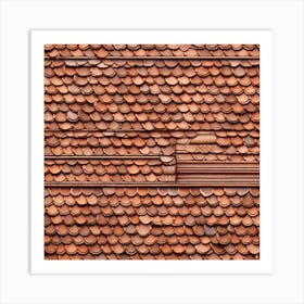 Realistic Roof Tile Flat Surface Pattern For Background Use Miki Asai Macro Photography Close Up (7) Art Print