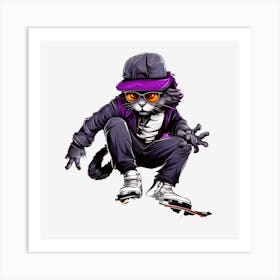 Cat Skateboarder 3 Art Print