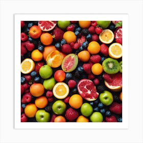 Fresh Fruits On A Black Background 2 Art Print