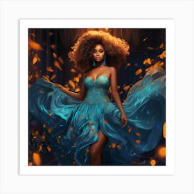 Artwork of A Black Queen Shining in Abstract Glamour Art Print