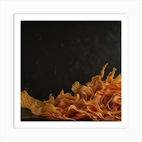 Orange Juice Splash On Black Background Art Print