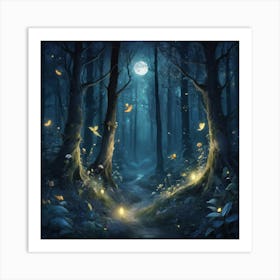 Night In The Magic Forest Art Print 1 Art Print