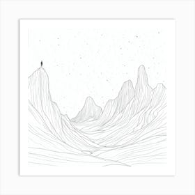 Man On Top Of A Mountain Art Print