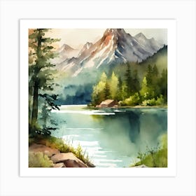 Watercolor Of A Lake Art Print