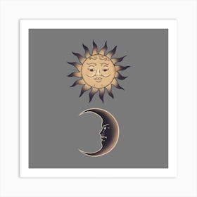 Sun By The Moon Square Art Print