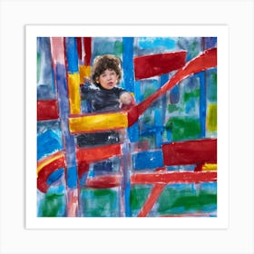 Child On Slide Art Print