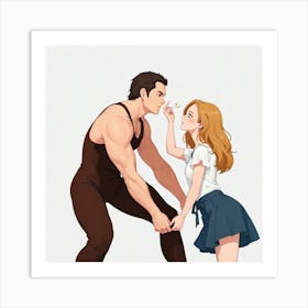 Boy And A Girl Kissing Art Print