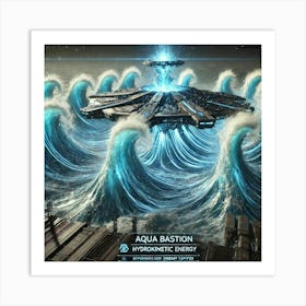 Cascade Sovereignty Scifi Aqua Bastion Tidal Waves 2 Art Print