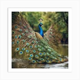 563843 A Picture Of A Beautiful River With A Peacock Spre Xl 1024 V1 0 Art Print