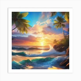 Sunset At The Beach 26 Art Print