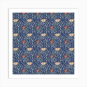 Flowers On A Blue Background 1 Art Print