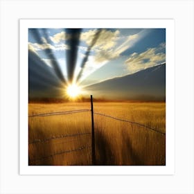 Sunrise Over A Field Art Print