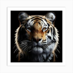 Tiger Portrait isolated on black background 2 Art Print