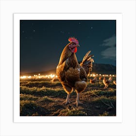 Rooster Night Art Print