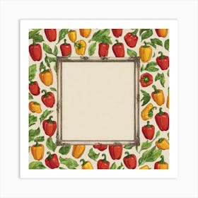 Frame With Peppers Art Print